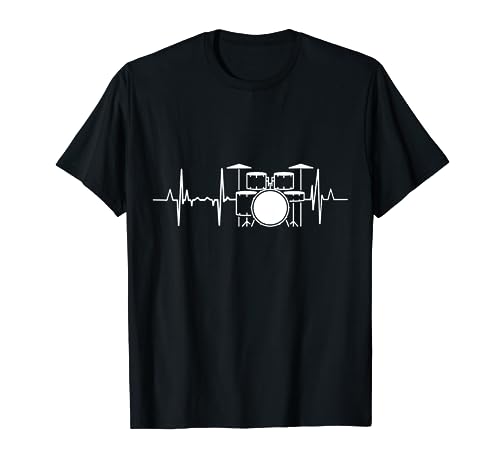 Drummer Heartbeat Pulse Line Drum Kit T-Shirt