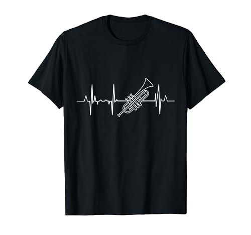 Trumpet Heartbeat Trompeter Pulse Line Trumpet Player T-Shirt