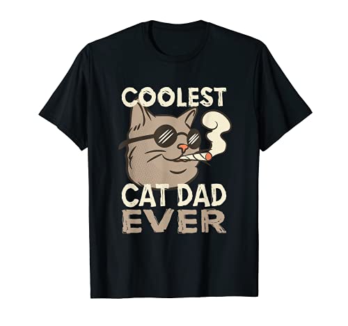 Mens Coolest Cat Dad Ever Father's Day Cat Papa T-Shirt