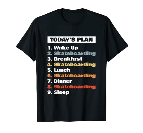 Boys Skater Today's Plan Skateboarding Skateboard T-Shirt